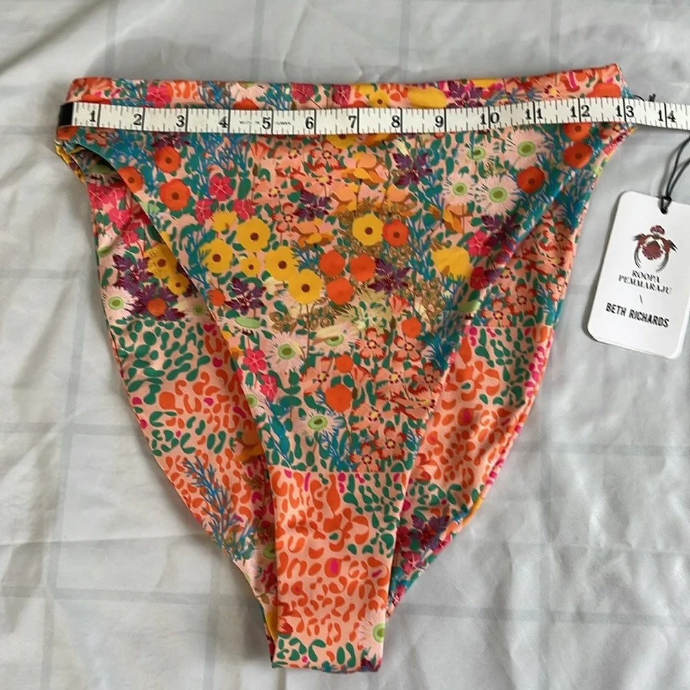 Beth Richards/Roopa Pemmaraju Swim High Waist Bikini Bottom Pink Garden Size M - Picture 4 of 9